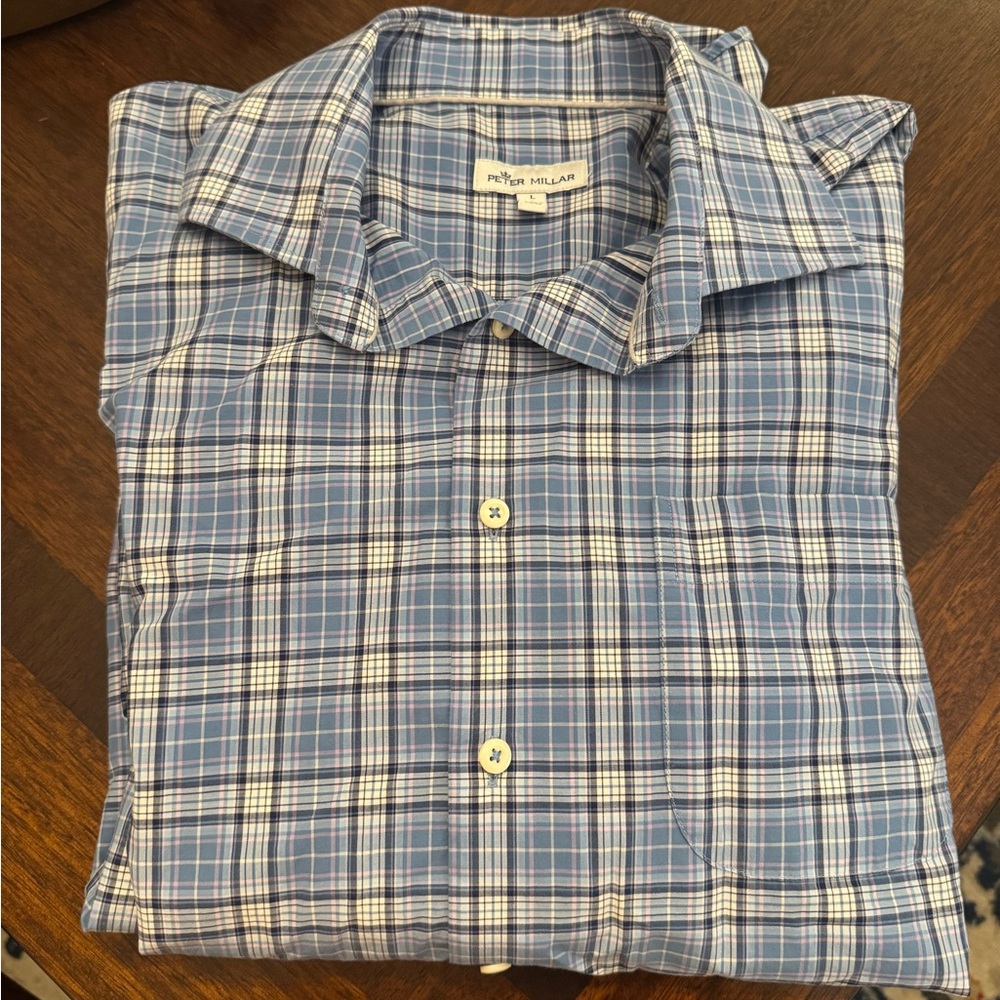 Peter Millar Blue Plaid Men's Shirt